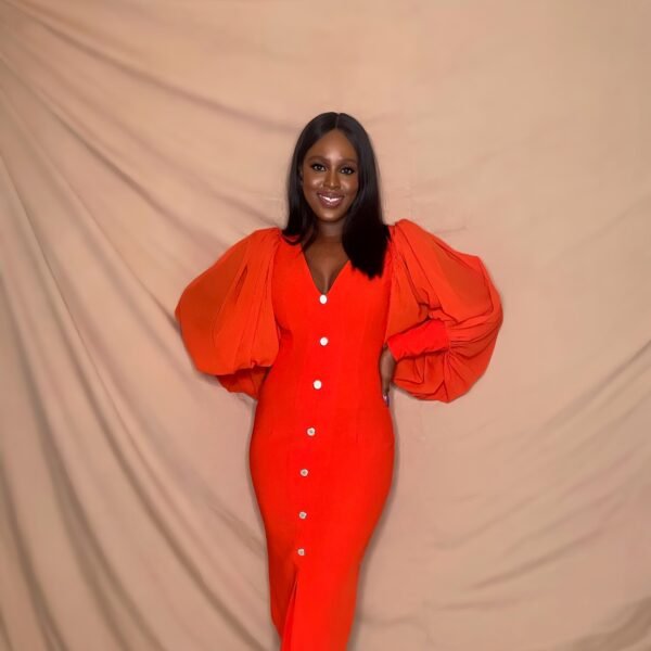 Orange Midi Pencil Dress