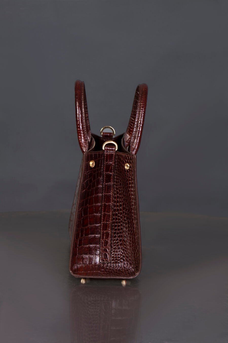 brown tote croco leather bag