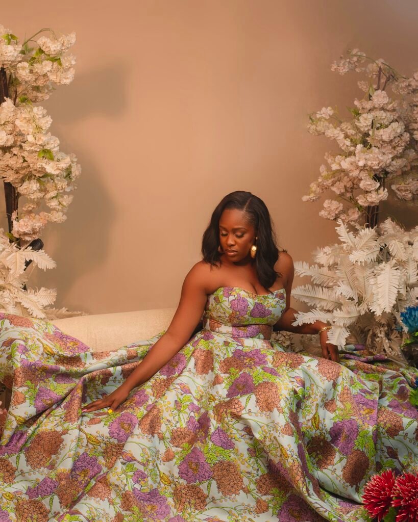 peony jacquard cocktail dress